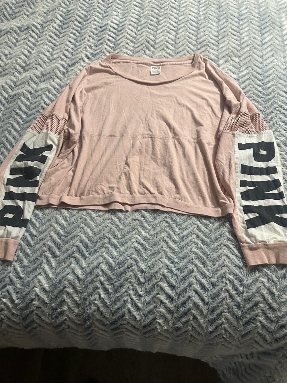 Victoria's Secret PINK Cropped Light Blush Crewneck Tee